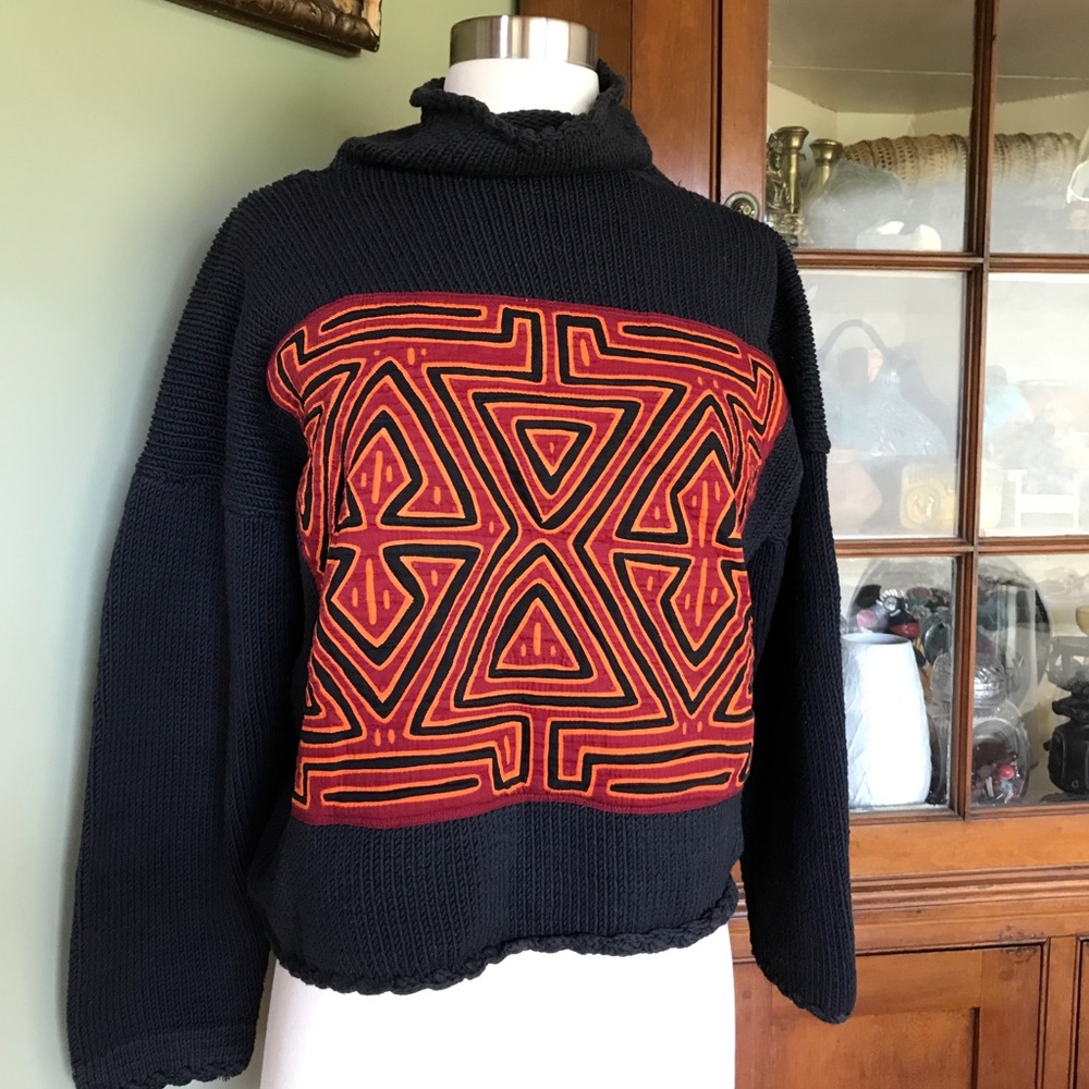 Cotton Sweater with Mola Embroidery